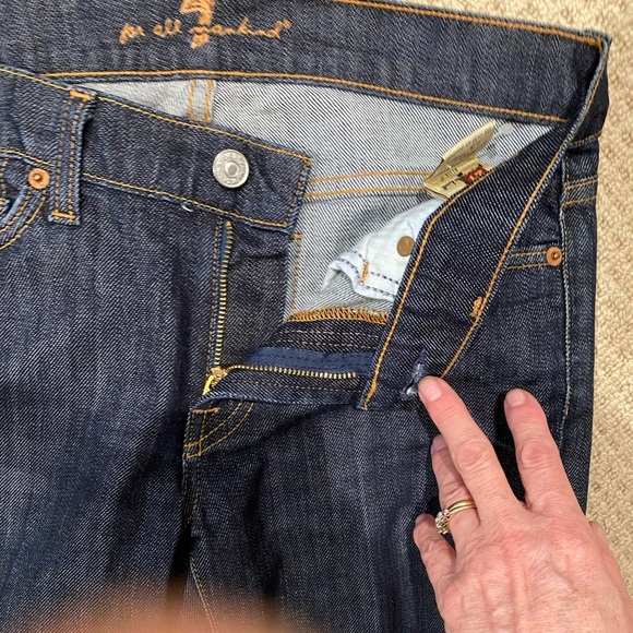 7 for all Mankind Dark Wash Lightweight Denim Mid-Rise Bootcut Jeans Size 27 - Picture 3 of 7